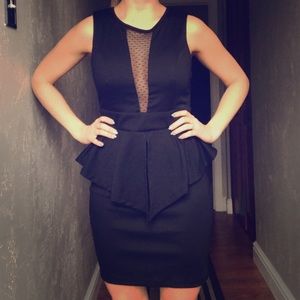 Go-to black plunge mini dress, Size S